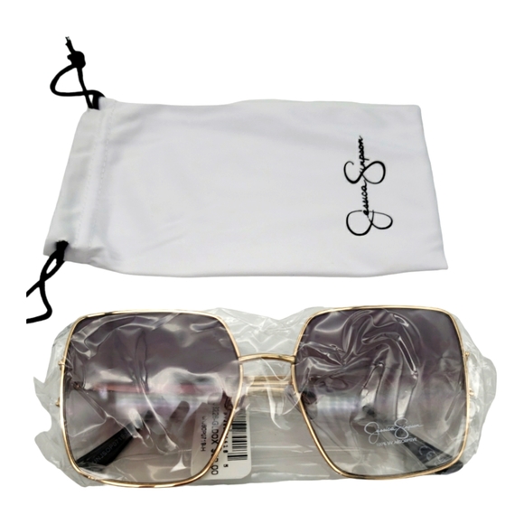 Jessica Simpson NWT Sunglasses OS Gold Rimmed-Oversized-Comes with Dustbag - Picture 1 of 8